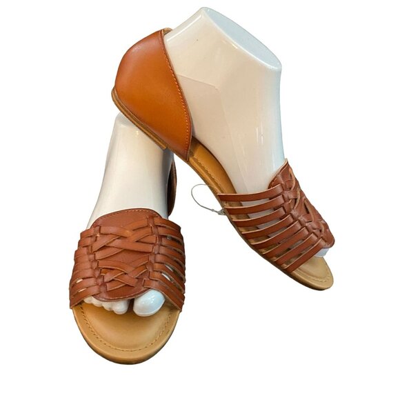 Time and Tru Herarche Sandals Women's Size 7 Brown Memory Foam Flat Shoes NWOT - Picture 2 of 7